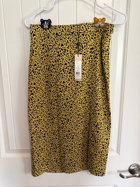 Yellow Leopard Print Midi Skirt - Women's